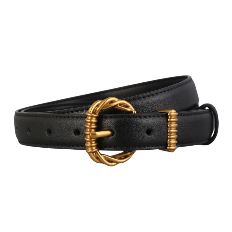Womens Genuine Leather Belt 2.3cm Width Slim Waistband Jeans Office Casual Style 2026