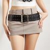 Belt Punkinspired Leather Decorative Nail Motifs Snap Closure Trendsetter Looks