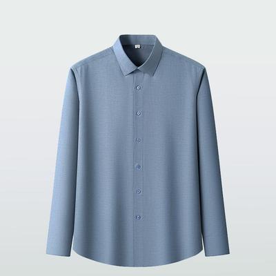 High Quality Modal Linen Business Mens Formal Shirts Long Sleeve  Elastic Solid Comfortable Male Dress Shirt