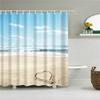 3D Scenic Landscape Seaside Beach Trees Flowers Shell Bath Curtain Shower Curtains for Bathroom Waterproof Polyester Frabic Hook
