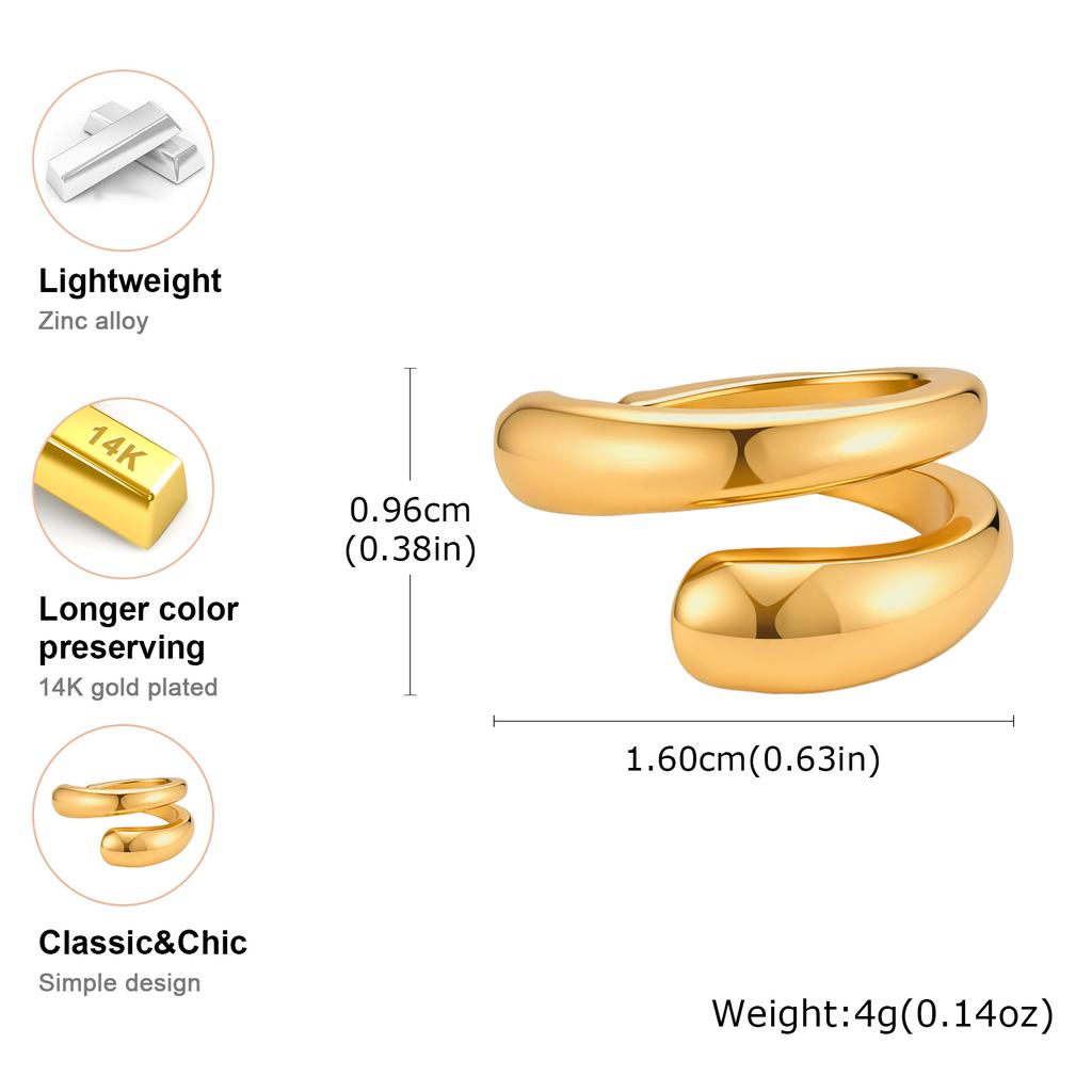 Xiaomi Vnox 1PC Punk Ear Cuff Earrings for Women Geometric Double Layer Clip On Ear Cuff No Piercing Cartilage Earring Y2K Jewelry
