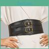 Elegant Retro Waist Belt For Women With Double Button Closure And Faux Leather Material
