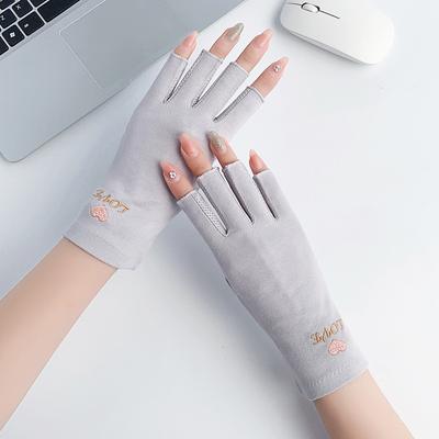 Semi-fingered Summer Sunscreen Gloves for Women Driving UV Resistant Anti-slip Thin Cotton Gloves