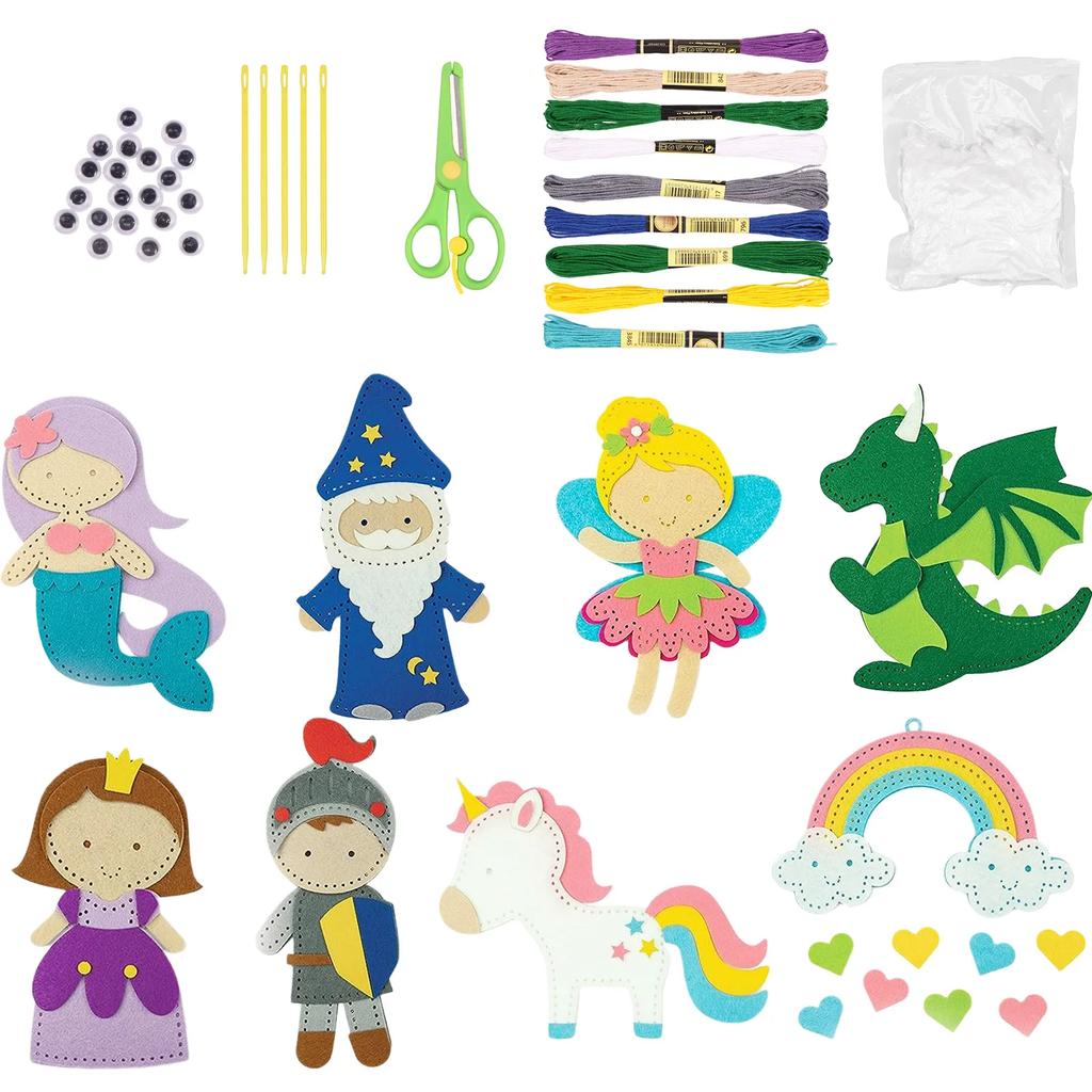 Kids Sewing Kit Fun Animals Craft Kit DIY Sewing Felt Plush Animals for Kids Beginners Educational Sewing Set Girl Art Toy