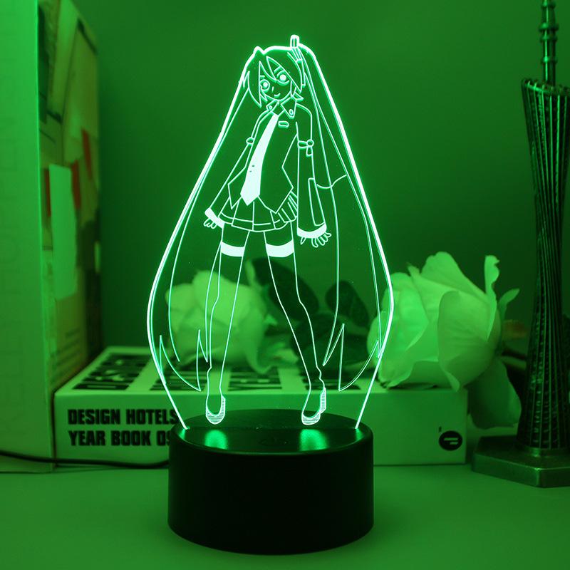 Hatsune Miku Led Night Lights Anime Harajuku Charging Glowing Lamp Home Bedroom Decoration Cartoon Acrylic Desk Lamp Kids Gift