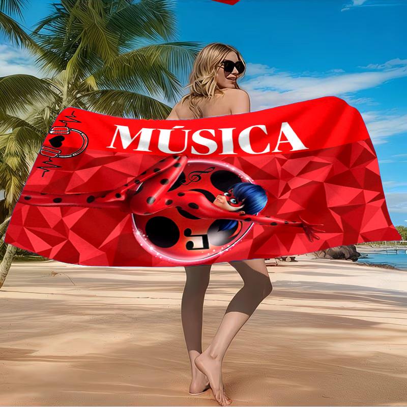 Ladybug Characters Beach Towel Microfiber Beach Towel, Lightweight and Quick-Dry, for Summer Travel, Swimming Pool Fan Birthday Gift