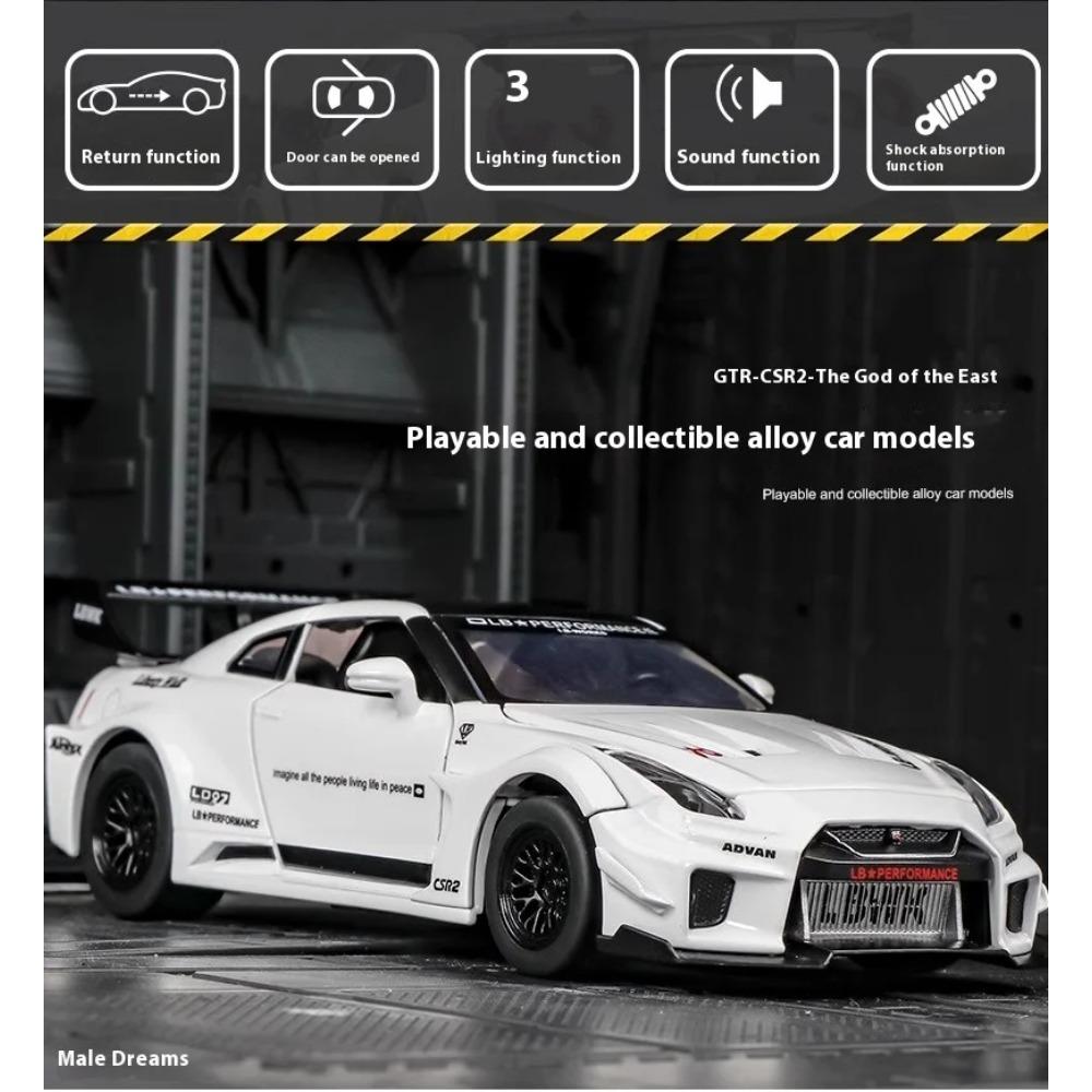 1/32 Scale Skyline Nissan GTR-CSR2 Alloy Sports Car Diecast Metal Model Collect Hobby Model Ornaments Gift for Friend Boys Display