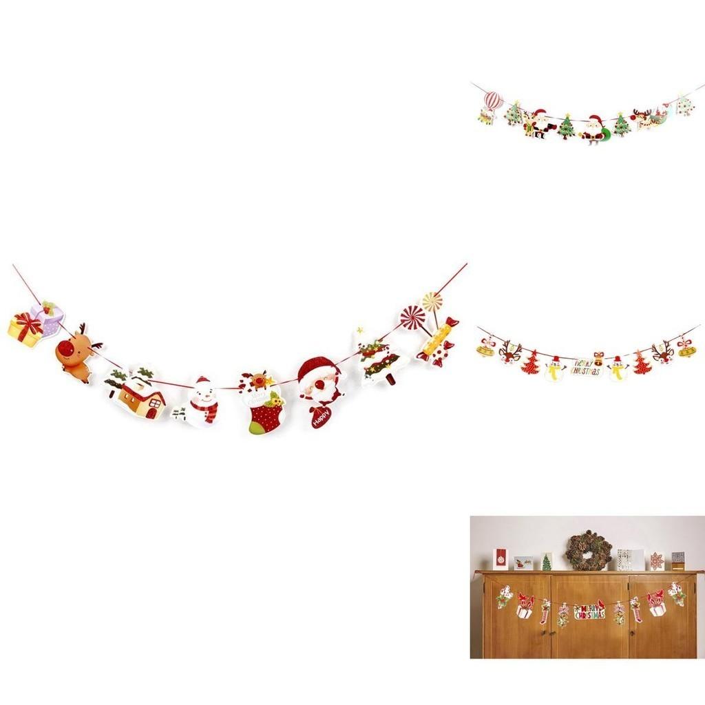 Unique Christmas Pulling Flag Ornament Cartoon Santa Claus Hanging Banner Decor