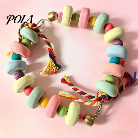 Parrot Beak Grinding Stone Stone, Colorful Beaded Chew Toy with Bell, Birdcage Care Hanging for African Grey Cockatiels Budgies Anxiety And