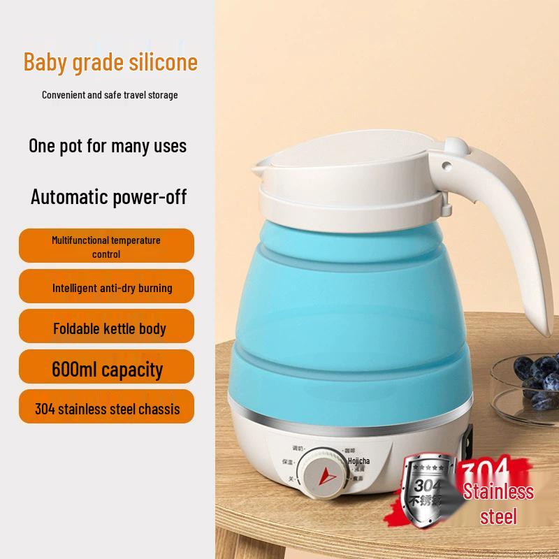 Kompakter faltbarer elektrischer Reisewasserkocher - Silikon, für eine Person, perfekt für Studentenwohnheime und zum Wasser kochen
