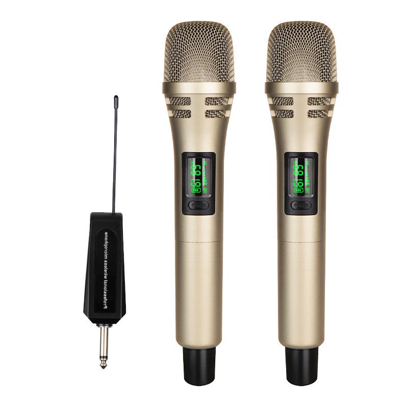 UHF Dual Wireless Microphone for Home Live Performance, Rechargeable with High-Quality Sound