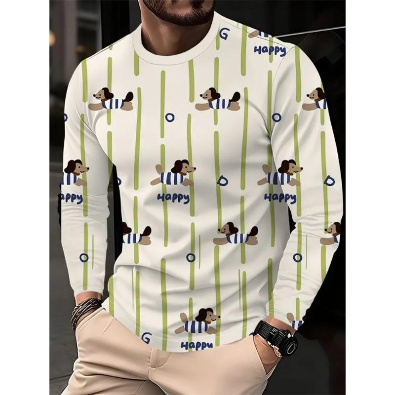 Autumn Men's 3D Printed Crew Neck Long Sleeve T-Shirt