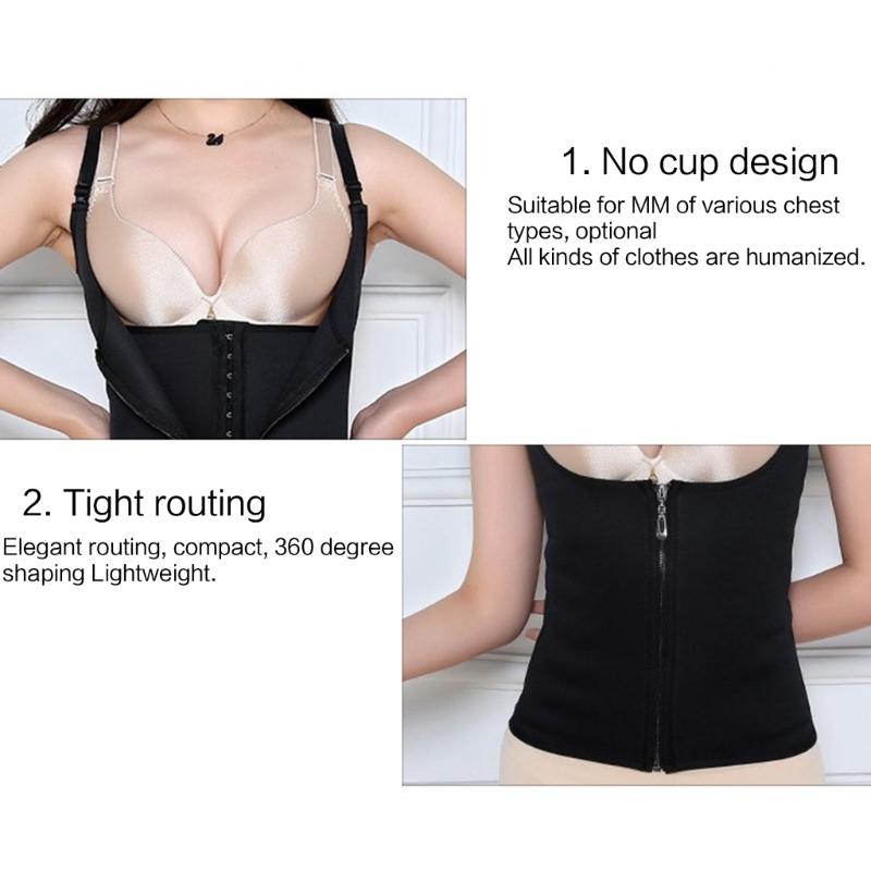 Tummy-Control Body Shaper for Weight Loss Waist Trainer Corset-Zipper Vest Body Shaper Cincher-Tank Top-Adjustable