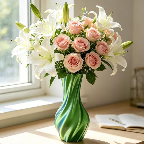 3D Printed Vase Decorative Spiral Flower Vase Modern Twisted Vase for Living Room, Shelf, Wedding & Dining Table Centerpiece, Farmhouse Home