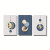 Set of 3 Modern Wall Art Paintings Gold Blue Abstract Graphics Posters Simple Home Decor, Living Room Decor, Office Decor