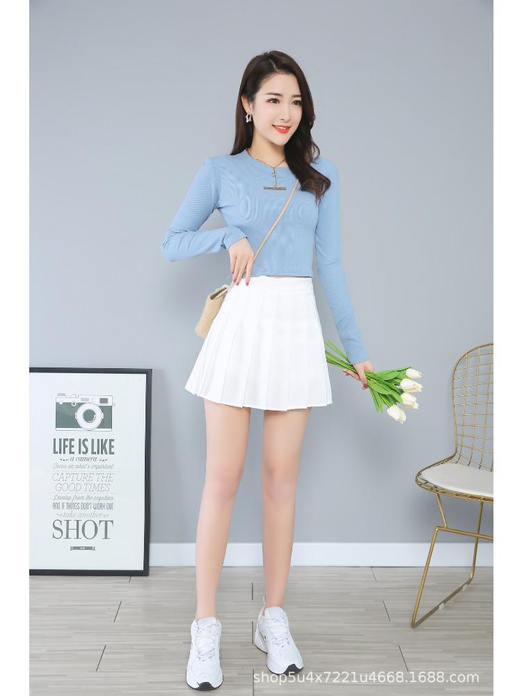 

Плиссированная мини-юбка для женщин Осень Высокая талия А-силуэт Стройнящая Маленький рост Академический стиль Противопрозрачная Повседневная Универсальная юбка XS