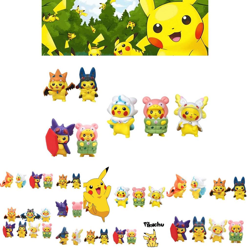 Adorable Pikachu Costume Figures Set For Desk And Car Decor