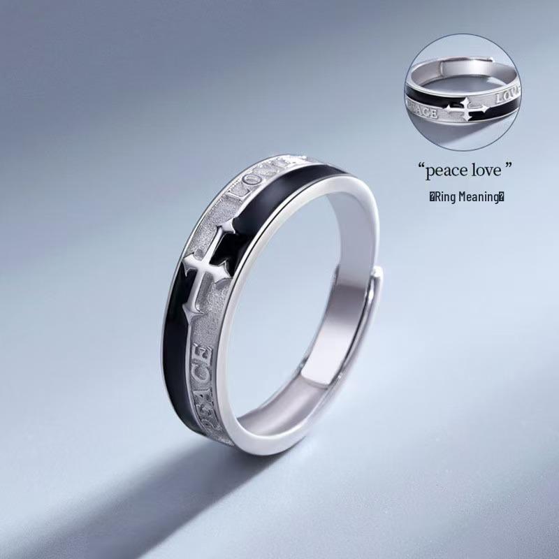 Glaube Licht Kreuz Herren Verstellbarer Offener Ring – Trendiger und Cooler Stil