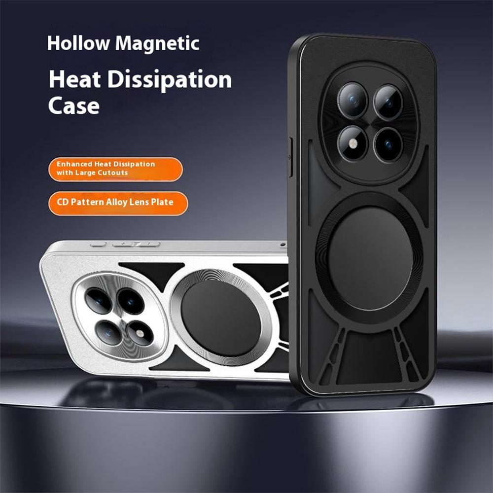 For Xiaomi Poco M8 Pro 5G/Redmi Note 15 Pro+ 5G (Global) Magnetic Case Hollow Heat Dissipation Silicone + PC + Metal Bumper Phone Cover