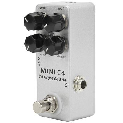 Compressor Guitar Effect Pedal Metal Silver Mini Compressors Pedals 4 Basic Controls