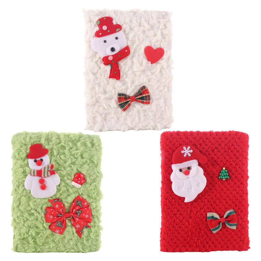Cartoon Horizontal Line Handbook Soft Journal Notebook Christmas Plush Notebook  For Children