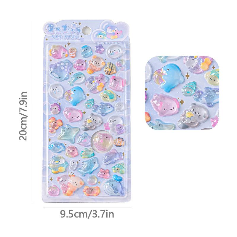 3D Cute Jelly Stickers Cartoon Animal Relief Sticker Scrapbook DIY 3D Stickers Car Refrigerator Phone Case Stickers
