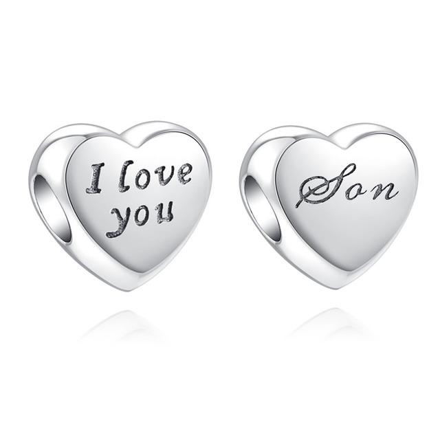New European I Love You Dauther Auntie Cousin Diy Bead Fit Original Charms Silver 925 Bracelet Jewelry Women Acessories