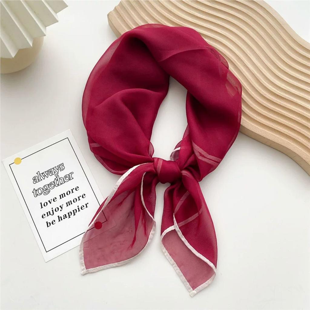 Solid Color Square Scarf Women's Scarf Versatile Decorative Scarf Thin Hair Scarf