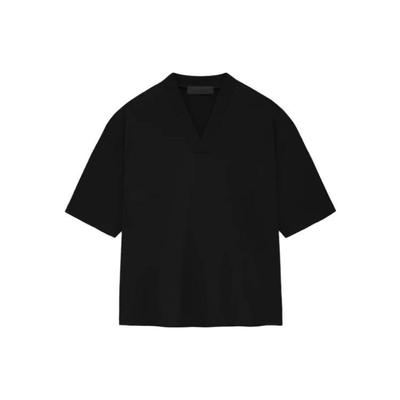 V-Neck Jet Black Men Tops 125BT234110F