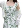 Women's French floral dress 2026 summer new square collar waist thin small fresh medium and long skirt