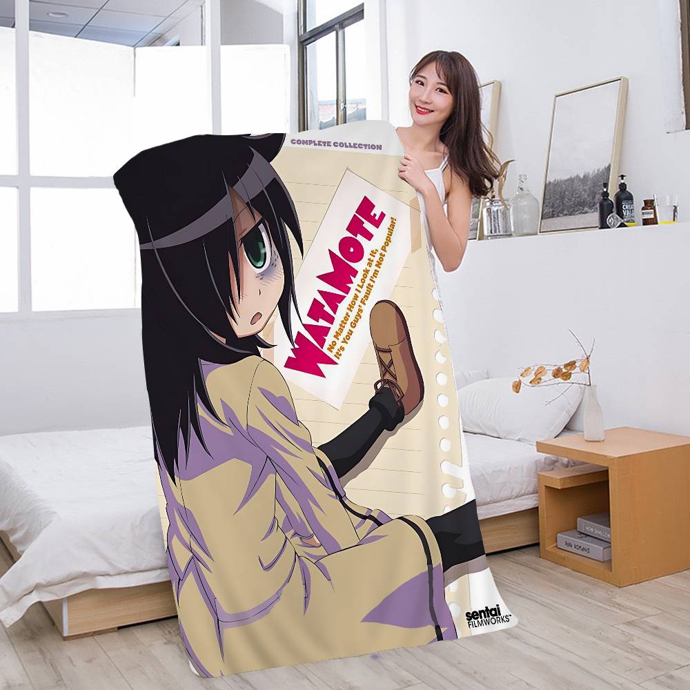 Anime Watamote Kuroki Tomoko Anime Beach Swimming Towel Soft Absorbent Washcloth Children's Gifts For Kids Travel Camping Gym