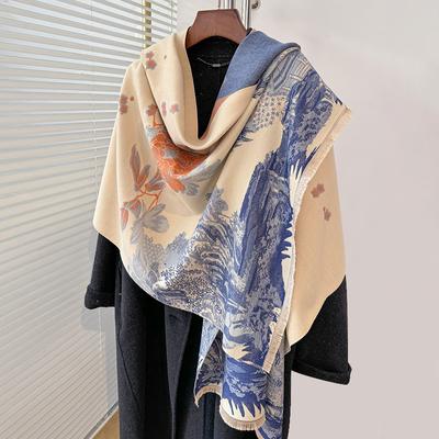 Shawl With National Style High-End Scarf Dual-Purpose Winter Office Blanket Blanket To Keep Warm And High-End