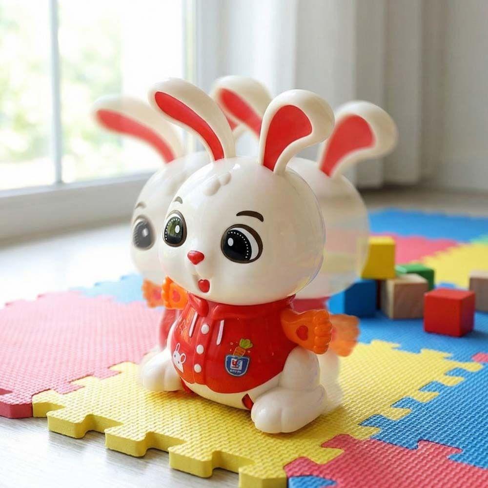 360° Rotation Bunny Electric Toy Light Effects Colorful Sound Electric Dancing Bunny Cute Design Movable Kids Electric Bunny Toy