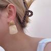Niche Design Irregular Square Resin Earrings with S925 Silver Needle - Geometric Retro Color Block Dangle for Versatile Styling.