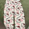 Halloween Kawaii Hello Kitty Flanellen Pyjamabroek Dames Winter Fleece gevoerd Warm Loungewear Trekkoord Joggingbroek