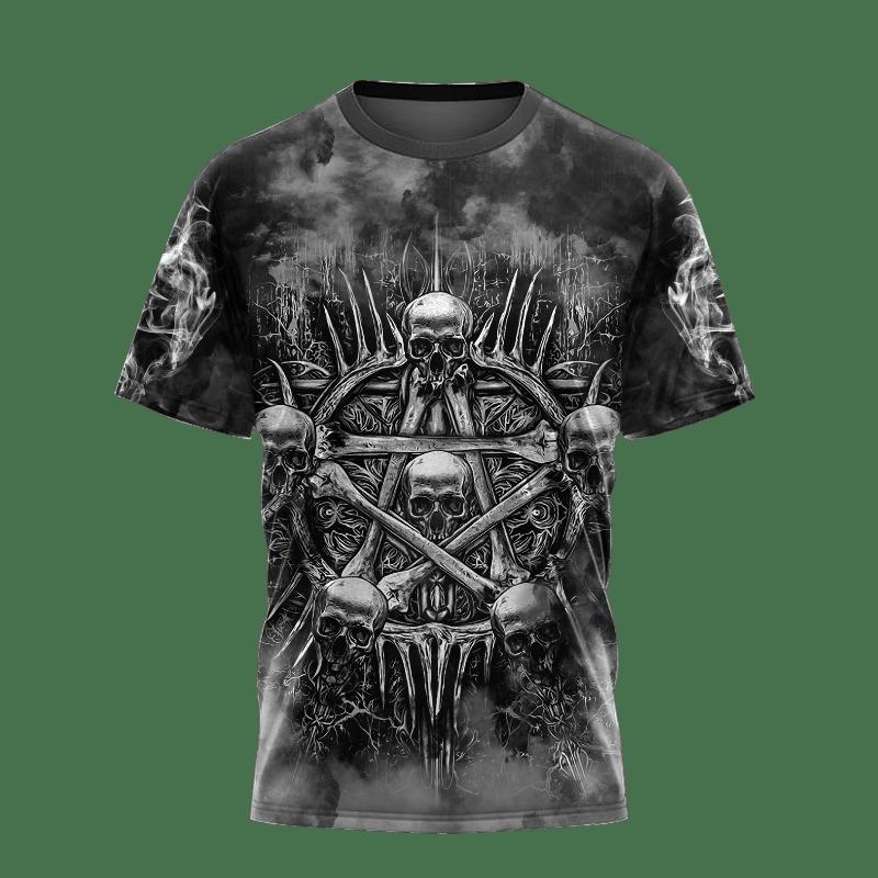 Skull Pattern Print Short Sleeve Men's T-Shirt Summer O-Neck 3D Digital Printing Fashion Men's Clothing