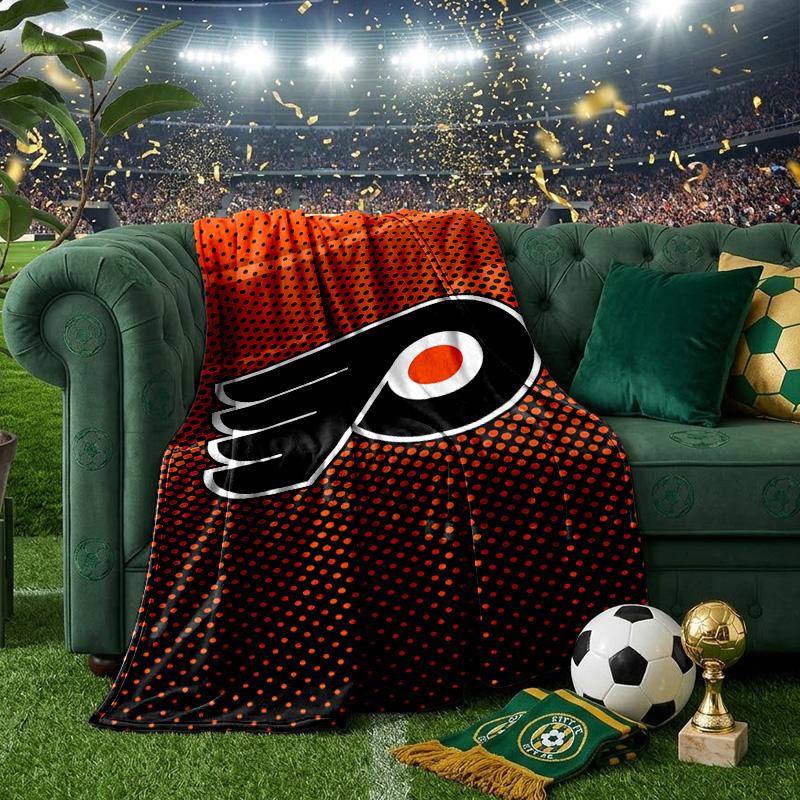 Flyers Hockey Team Throws Blanket Flannel Blankets Plush for Couch Bed Gifts for Men Women Travel picnic blanket Christmas fan gifts