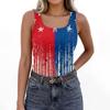 Women's Summer Fashionable Casual Independence Day Printed Round Neck Sleeveless Top Fitted Vest