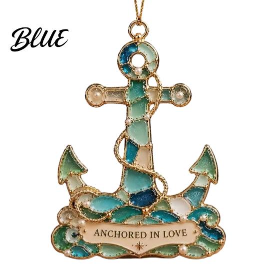 Decorative Hanging Decorations for Home Handmade Sea Glass Coastal Christmas Ornaments, Turtle Seahorse Starfish Seasonal Party Supplies Sailboat