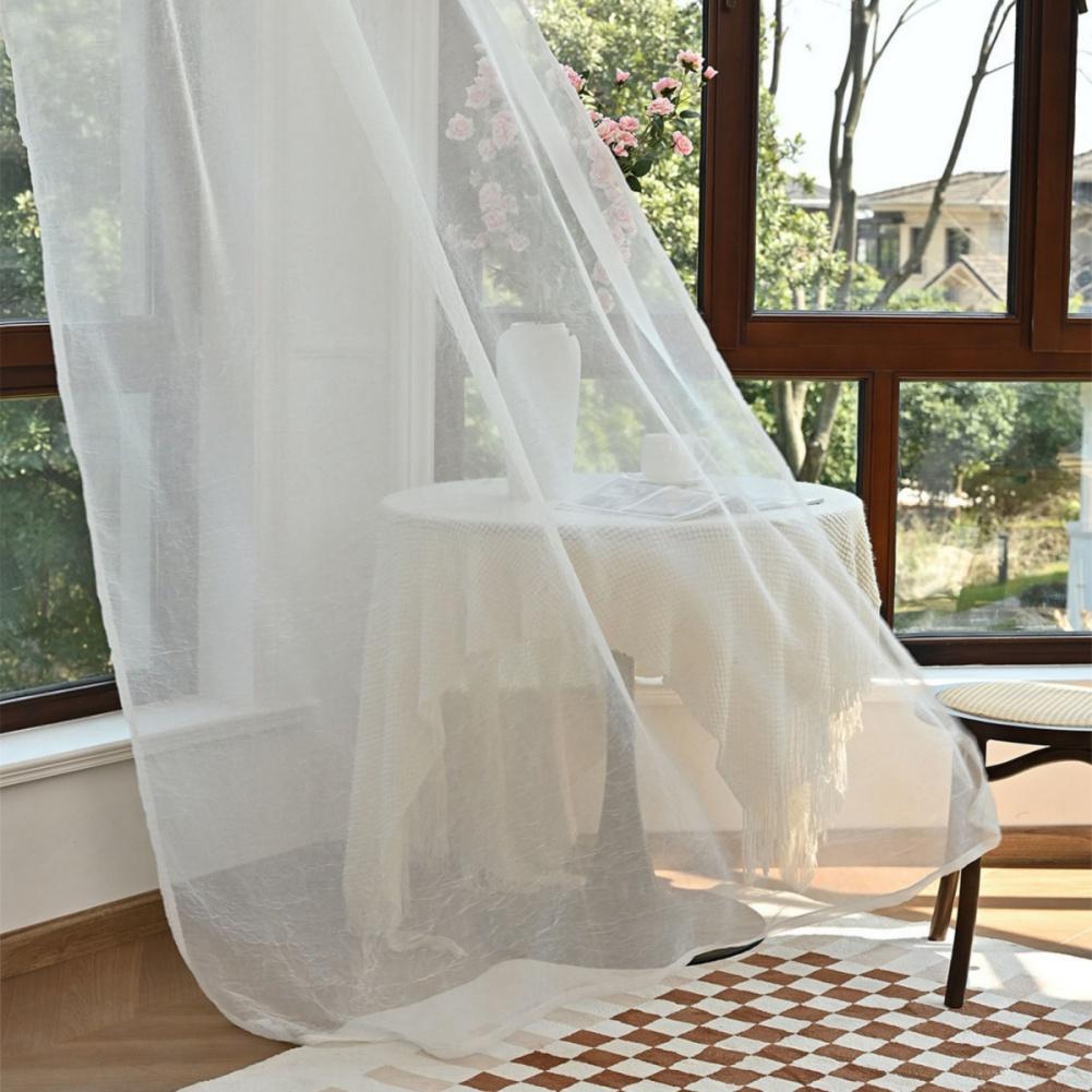 2 Panel Bohemian Floral Tulip Sheer Curtains Drape Set 100*250cm Lightweight Polyester Rod Pocket Easy Installation Curtains