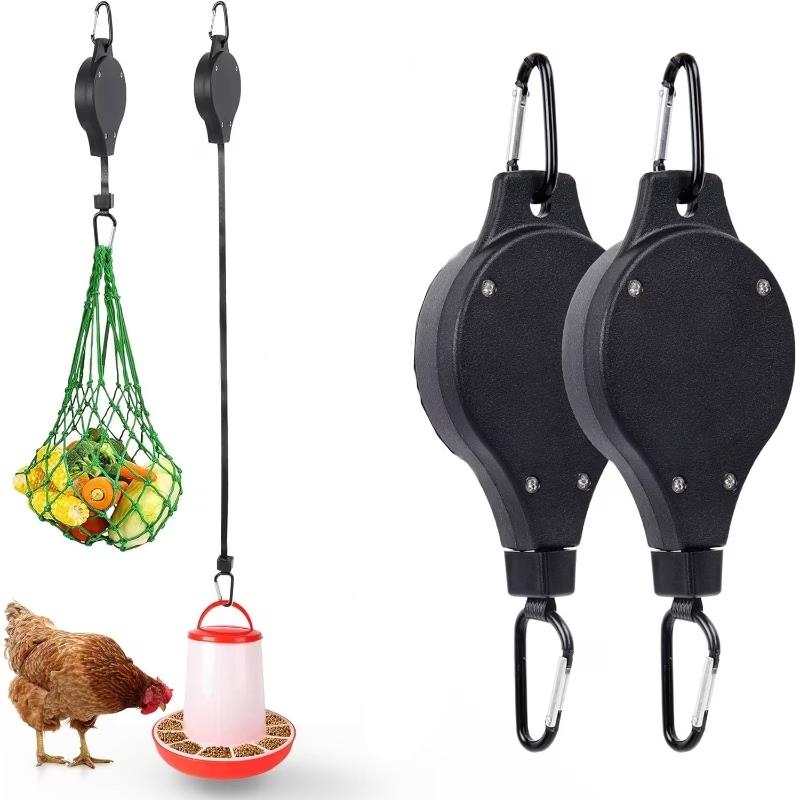 

2pcs Telescopic Hanging Chicken Feeders For Chickens Ducks Livestock Feed Adjustable Hanging Hooks Feeders Gardening Accessories