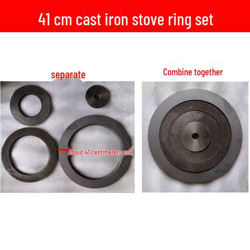 Cast Iron Firewood Stove Ring & Lid: Thickened Rustic Pot and Fire Pit Accessories