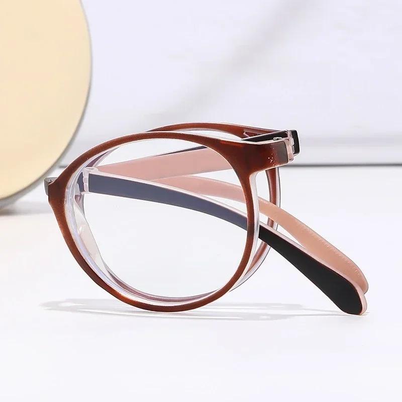 Outdoor Tragbare Faltbare Lesebrille für Herren Damen Ultraleichtes Rundes Gestell Fernsichtbrille Damen Retro Alterssichtige Brille
