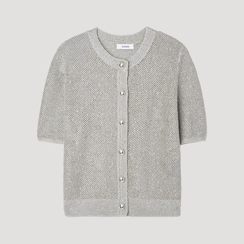 

[shs Miss] Metal Round Neck Cardigan Sskcdp22020 Gr Grey/66