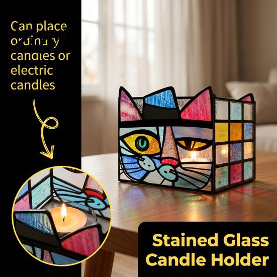 Acrylic Stationery Organizer Stained Glass Style Pen Holder, Unique Desktop Organizer, 3D Creative Gift for Students Embossed Relief Pattern