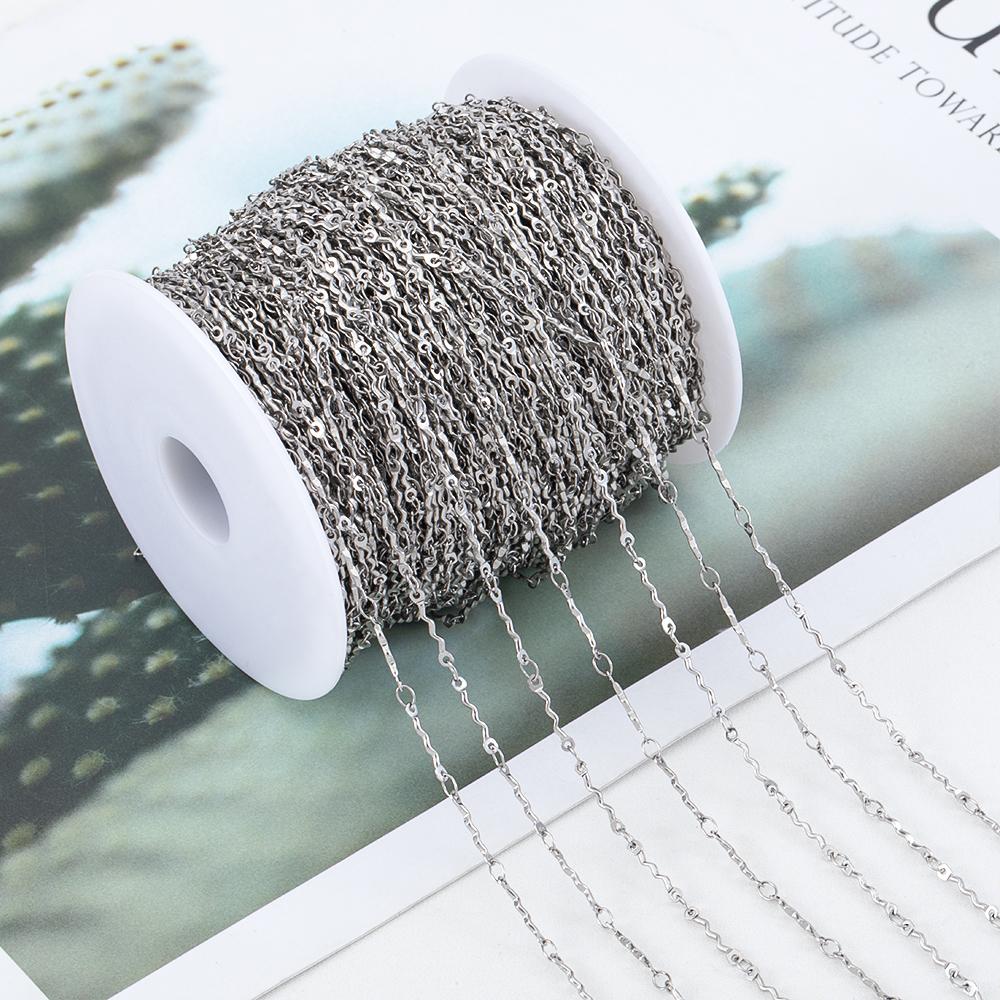 No Fade 1Meter Stainless Steel Gold & Silver Color Twist Stick Link Chain Bulk Chains for DIY Necklace Bracelet Jewelry Making