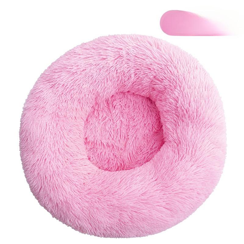 Washable Plush Round Dog Cat Bed Removable Cover Cozy Pet Mat for Deep Sleep Warm Pad