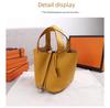 2022 Cowhide Lychee Pattern Bucket Bag: Stylish All-Match Handbag for Women