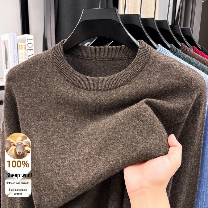 Hengyuanxiang Men's Autumn/Winter Thickened Crew Neck Knitted Sweater