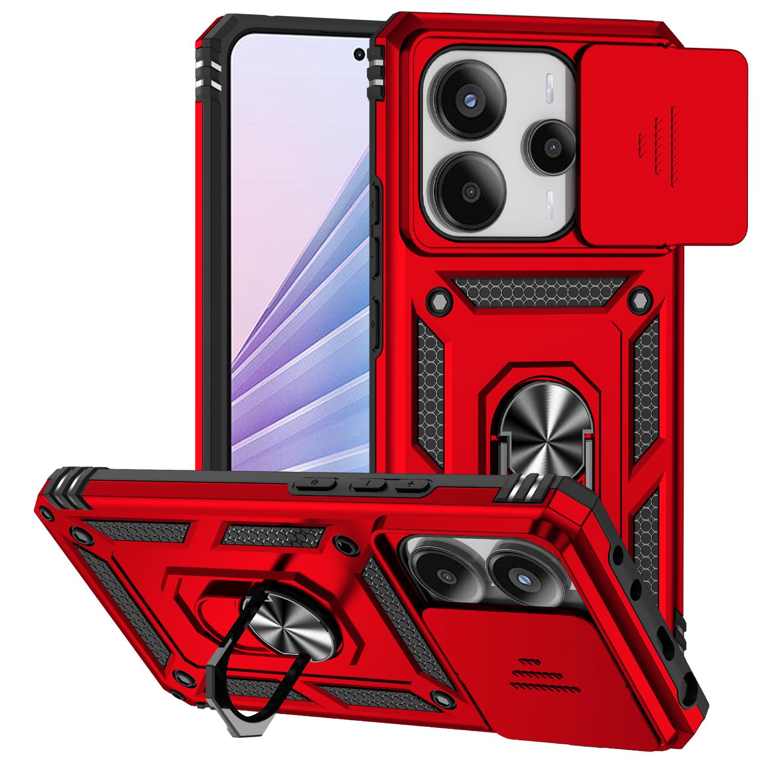 

Чехол-броня с кольцом-подставкой и сдвижной шторкой для камеры для Redmi Note 14 13 5G 4G Poco X7 Pro Note 13 Pro 5G 4G для Xiaomi 14T Pro For Redmi Note13 5G красный